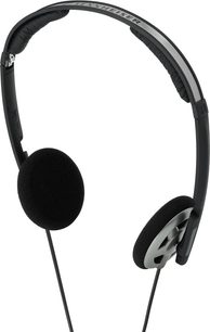 Sennheiser MM60 IP sort hovedtelefon, oval hovedbøjle og ørepuder, fleksibelt mikrofonrør til højre, set fra venstre profil
