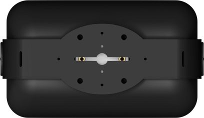 Reproduktor Sonos Outdoor By Sonance černý, pohled zepředu, kruhový tvar, dva reproduktory, centrální tlačítko