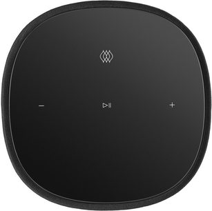 Trådløs, tilsluttet Bowers & Wilkins Formation Flex sort højttaler, set forfra, med kontrolknapper på toppen