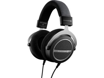 Ανοιχτά ακουστικά hi-fi Beyerdynamic Amiron home, πλευρική όψη, μαύρο επενδυμένο στήριγμα κεφαλής, κυκλικά ακουστικά, μεταλλικό πλέγμα