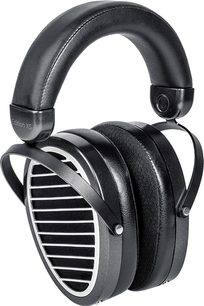 Sluchátka Hifiman Edition XS, otevřená, černá, pohled z levé strany, oválné náušníky, polstrovaný oblouk, kovová mřížka