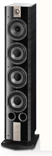 Sloupová reprosoustava Focal Chorus 836 V ebony, 4 reproduktory, černá čelní strana, tmavé dřevěné boky, pohled zepředu