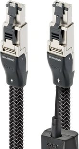Audioquest RJ/E Diamond RJ45 Ethernet-kabel 3 m, afskærmede metalstik, sort/grå flettet kappe, frontvisning