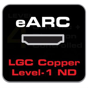 HDMI-kabel fra Audioquest LGC Copper Level-1 ND, rektangulær svart kontakt, hvit tekst på svart bakgrunn