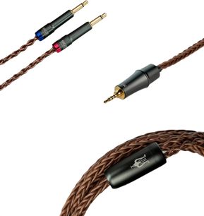 Cables de audio Meze Audio Cable premium de cobre PCUHD con conector jack de 2,5 mm con conectores chapados en oro y funda trenzada marrón