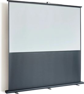 Draagbaar projectiescherm Projeo PullUP HD 80 wit met zwarte rand en intrekbare staande voet