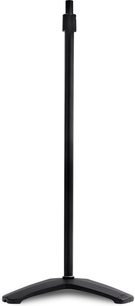 Piedistallo per diffusore Norstone Design Finn Edge nero, vista frontale, base a forma di V, asta verticale con manopola di regolazione