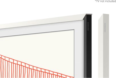 Samsung The Frame lijst 55 inch wit, hoekaanzicht, verwisselbare witte en zwarte lijsten