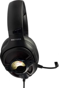 Gaming headset Meters Level Up zwart, gewatteerde hoofdband, oorschelp met geperforeerd rooster, geïntegreerde VU-meter, flexibele microfoon