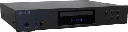 Lettore CD audiophile Taga Harmony TCD-50 nero, pannello frontale, case in metallo, display blu, pulsanti