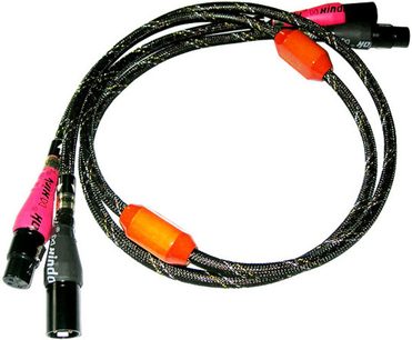 Xindak FA gold B XLR 1m analogt lydkabel, forgyldte XLR-stik, sort flettet kappe, to synlige orange ledere i enderne