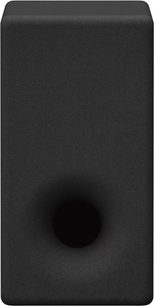 Eingebauter Subwoofer Sony SA-SW3, Vorderansicht, rechteckige Form, schwarze Farbe, zentrale kreisförmige Öffnung