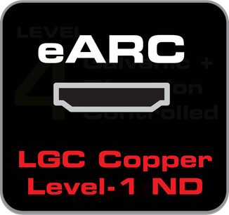 Cablu HDMI Audioquest Root Beer 18Gbps 30m, conector LGC Copper Level-1 ND, vedere frontală, logo eARC
