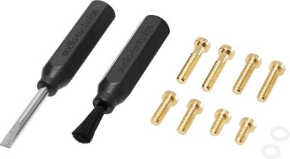 Montážní sada pro phono přenosku Audio Technica se šroubovákem, kartáčkem a pozlacenými šroubky