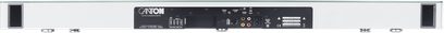 Soundbar Canton Smart Sounddeck 100 bianco opaco vista posteriore con pannello di connessioni centrale e condotti reflex laterali
