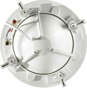 Enceinte encastrable au plafond Cabasse Eole 3 in ceiling blanche, vue de face rapprochée, grille de protection circulaire
