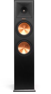 Klipsch RP-280F Standlautsprecher schwarz, Frontansicht mit 2 kupferfarbenen Rundlautsprechern und schwarzem Hornhochtöner
