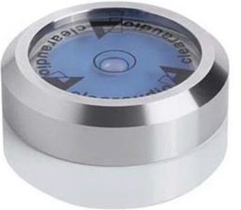 Poziomnica ClearAudio Level gauge srebrna, okrągła metalowa z niebieską bańką pośrodku