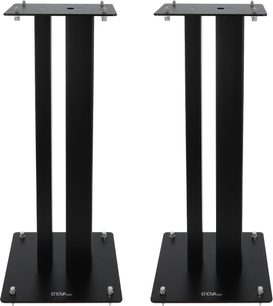 Enova HIFI MAJESTY 60 BL černá, dva obdélníkové reproduktorové stojany, pohled zepředu, horní a dolní čtvercové desky