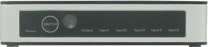 Connect Research CBH5001 audio/video-omskifter 5 til 1 grå med tænd/sluk-knap, 5 indgange og 1 udgang