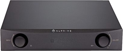Nuprime DAC-9SE sort audio-konverter, frontvisning, mat sort front med kontrolknapper og audio-stik