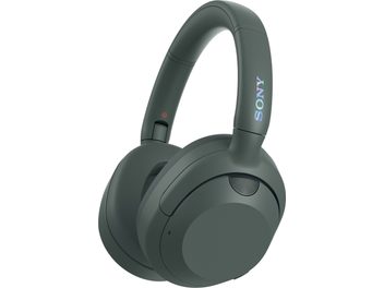 Draadloze Bluetooth hifi-hoofdtelefoon Sony ULT WEAR grijs, driekwart zicht, afgeronde hoofdband, ovale oorkussens, logo zichtbaar