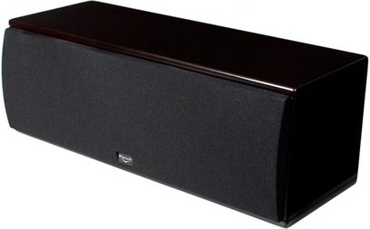 Klipsch Icon WC-24 sort centerkanal, set forfra, med en aflang, rektangulær form i horisontal retning, sort gitter
