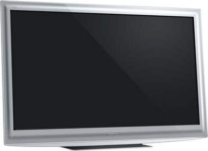 37" Panasonic TX-L37D28E fladskærms-LCD-TV, sølvramme, set forfra på sort baggrund