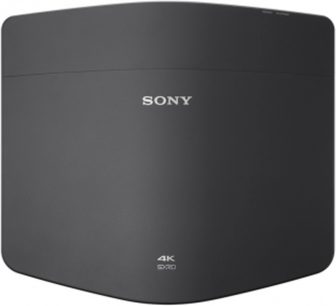 Sony VPL-VW790ES 4K SXRD sort videoprojektor, set forfra, afrundet kubisk form, hvidt Sony-logo øverst