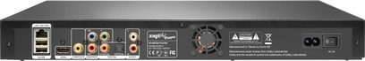 Síťový audio přehrávač Zappiti Player, přední panel, pohled zepředu, audio/video konektory, USB a síťové porty, displej