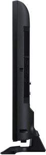 Samsung UE28J4100 sort fladskærms-TV, set fra siden, med rektangulær base og tilslutningsmuligheder på bagsiden