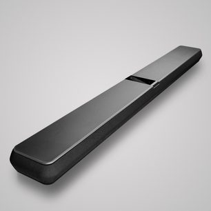 Black Bowers & Wilkins Panorama 3 soundbar, top view, elongated rectangular shape with rounded edges