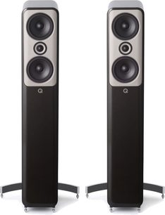Q Acoustics Concept 50 sorte højtalere, lakeret, set forfra, to identiske højtalere ved siden af hinanden