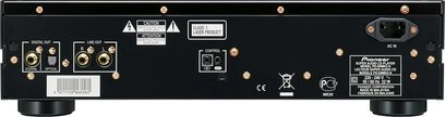 Pioneer PD-D9MK2-K CD-afspiller, bagside, lyd- og kontrolstik, tænd/sluk-knap, strømstik