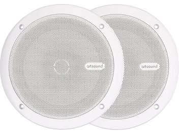 Innfelte takhøyttalere ArtSound MDC64.2 hvite, sett med to runde metallgitter
