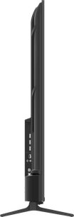 Televisor Panasonic TN-55W90C preto visto de perfil, com ecrã fino, ligações traseiras e base de duas hastes