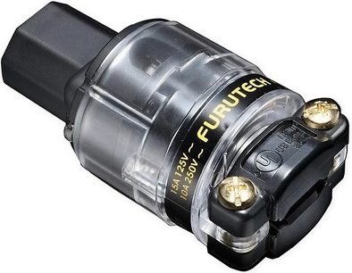 Síťový napájecí kabel Furutech FI-11CU IEC, konektory pozlacené, průhledné tělo umožňující vidět vnitřní vodiče