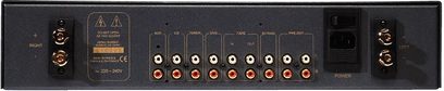 Atoll Electronique IN200SE sort hi-fi stereforstærker, frontpanel med jackstik, drejeknapper og kontakter