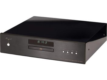 Cayin CS-100CD high-fidelity CD-afspiller i sort metalchassis, børstet front med grøn digital visning, centralt CD-skuffe, tænd/sluk-knap og fire runde knapper, præsenteret i trekvart forfra fra højre side