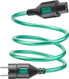 IsoTek EVO3 Initium 1,5 m grøn strømkabel med IEC C13-stik og spiralformet stikprop