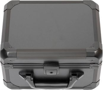 Valigetta rigida Audeze per cuffie LCD MM Maxwell grigia con maniglia e chiusura a chiave vista dall’alto
