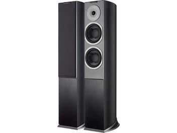 Enceintes colonnes AudioVector R3 Signature frêne noir, 2 haut-parleurs, façade gris métallisé, caisson bois foncé