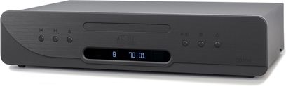 CD-spelare CD200 Evolution Atoll Elektronik, framsida, rektangulärt grått hölje, centralt digitalt skärm, cirkulära knappar