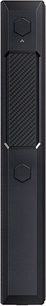 FiiO M11s sort audiophile-afspiller, metalkabinet med centralt indlæg i kulfiberlook, to hævede sekskantede knapper og blanke kanter, set fra siden