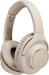 Căști wireless Audio Technica ATH-S300BT bej, vedere din trei sferturi, pernițe căptușite, bandă ajustabilă, cupe pivotante