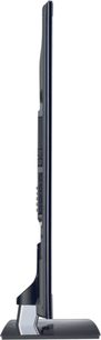 LG 42LW570S TV, set fra siden, fladskærm, smal sort ramme, buet metalfod, stik på bagsiden