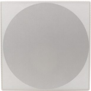 Altavoz empotrable cuadrado Klipsch SLM-5400-C blanco con rejilla metálica perforada, vista frontal