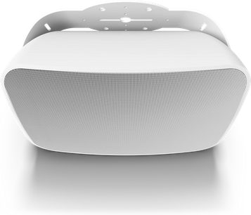 Sonos udendørs højttaler i hvid, set forfra, oval form, metallisk gitter på forsiden, hvid plastikkabinet