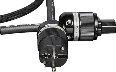 GigaWatt LC-1 MK3+ netledning med Schuko-stik, sort flettet kabel