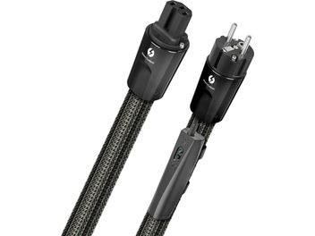 Dos cables de alimentación de corriente alterna negros Audioquest Thunder IEC15 de 1 m, conectores IEC y enchufes de corriente alterna, trenzado gris